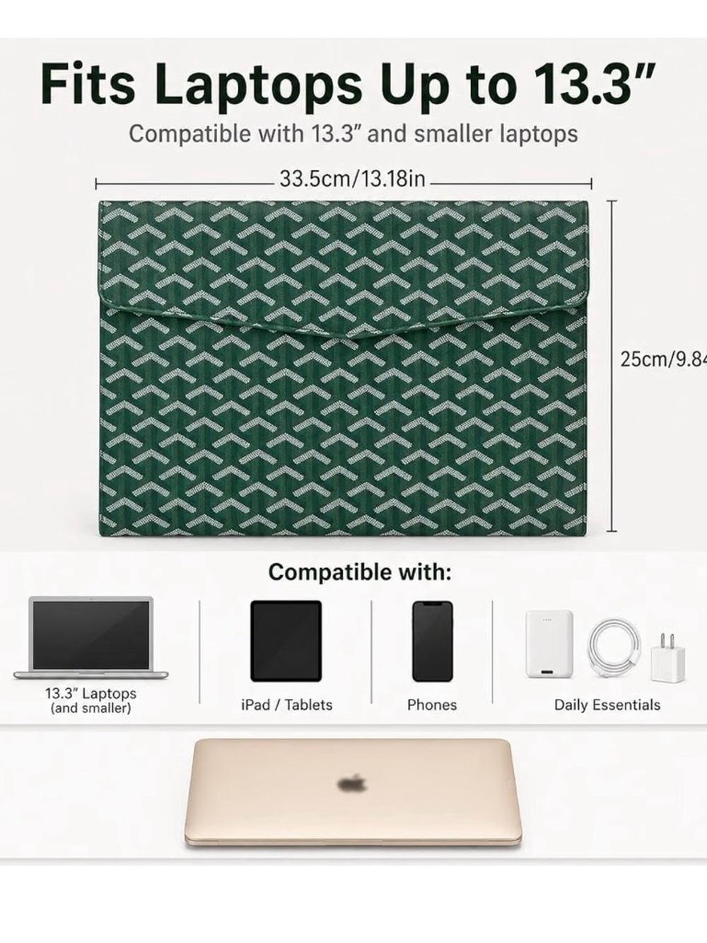 Faux Green Geometric 13.3" Laptop Sleeve